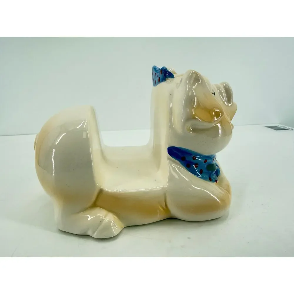 Whimsical Pig Napkin Holder Ceramic Chef Piggy Vintage Kitsch Farmhouse Kitchen